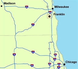 Franklin is strategically located between Milwaukee, Madison, & Chicago