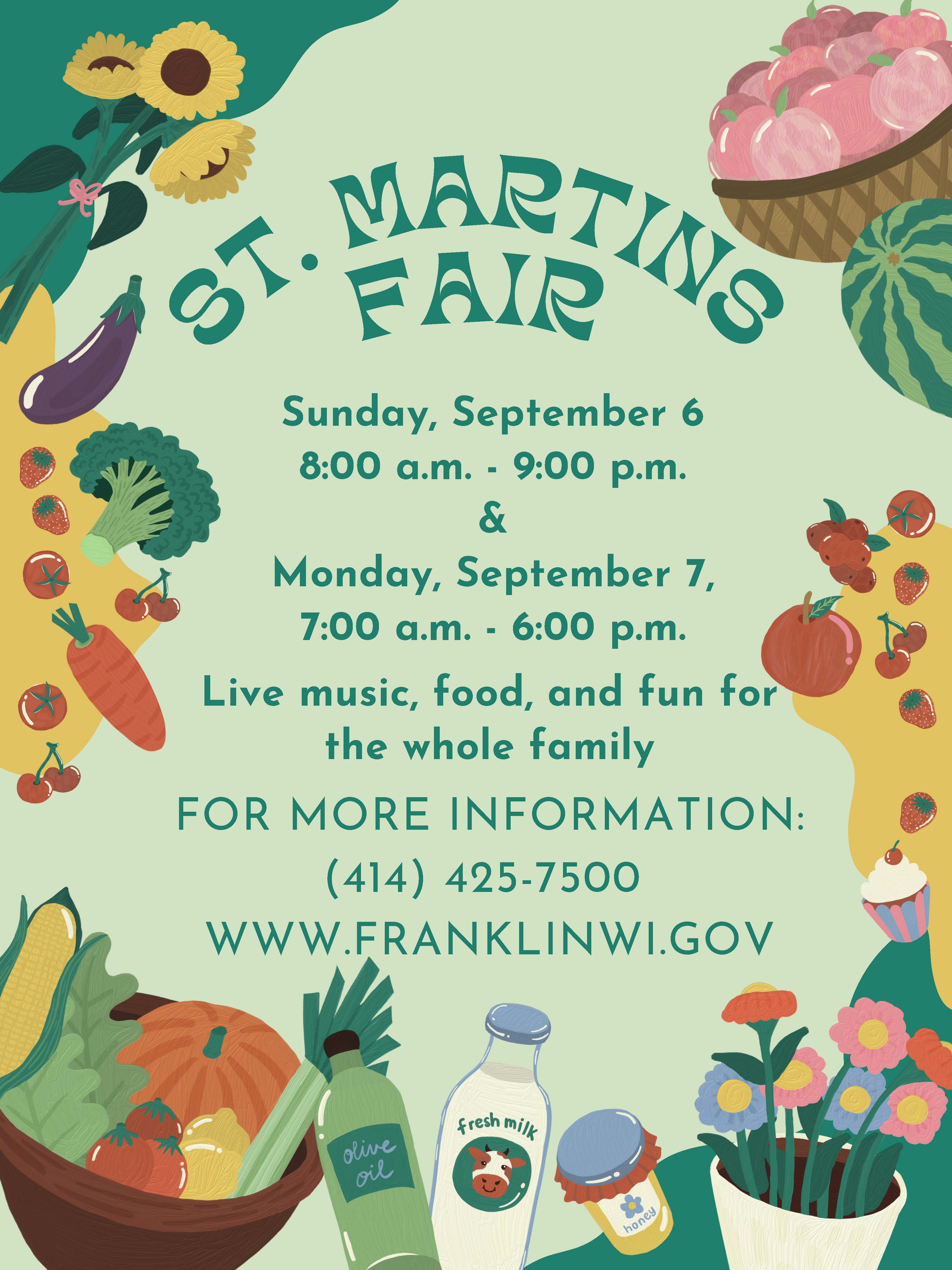 Annual St. Martins Fair September 6 & 7, 2026 - City of Franklin, Wisconsin