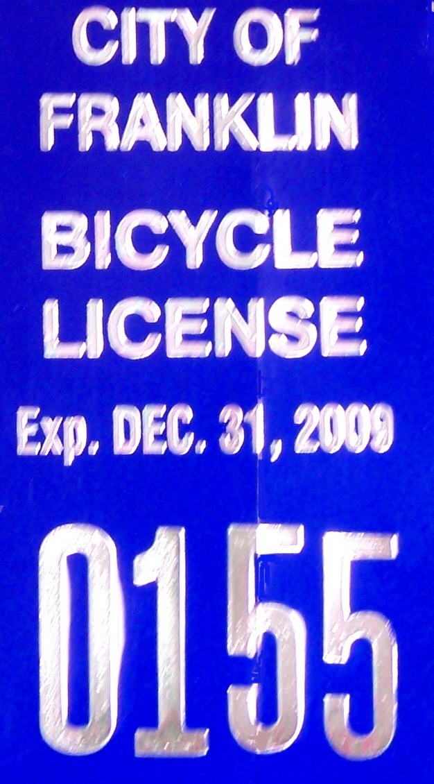 Bicycle Licensing, City of Franklin, Wisconsin
